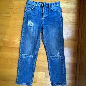 Topshop Cropped Distressed Jeans